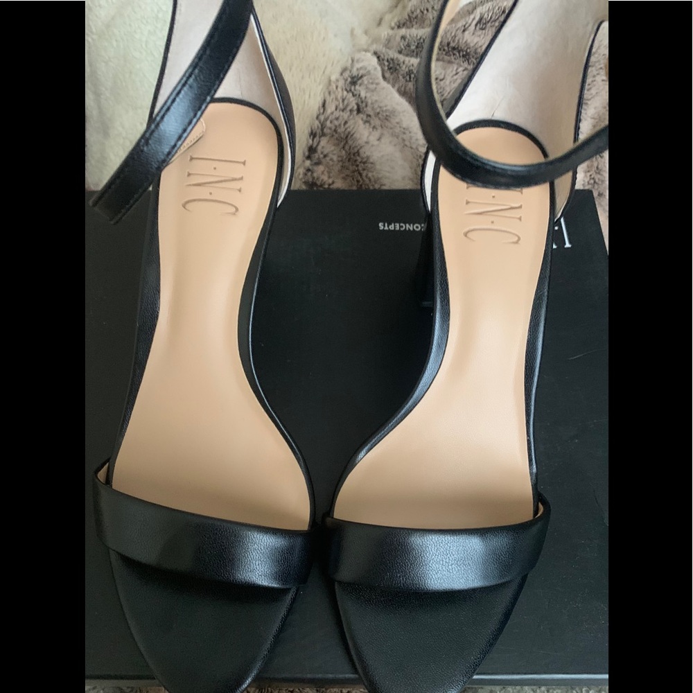 INC International concepts black ankle strap heels